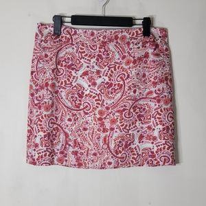 4/$20 Loft Red and Cream Paisley Print Skirt Size 12 petite